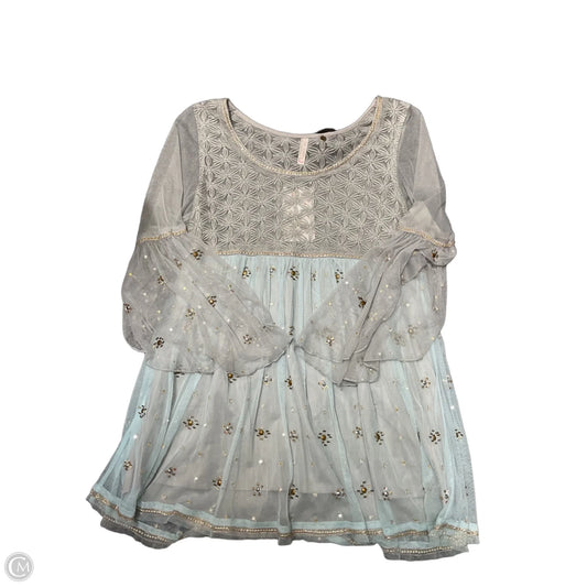 Blouse Long Sleeve By Free People In Blue & Grey, Size: Xs