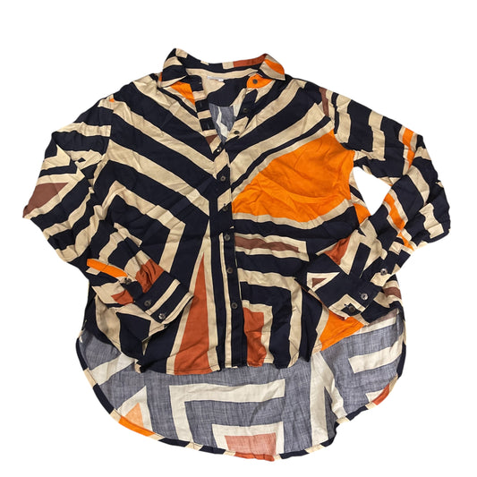 Top Long Sleeve By Olivaceous In Brown & Orange, Size: M