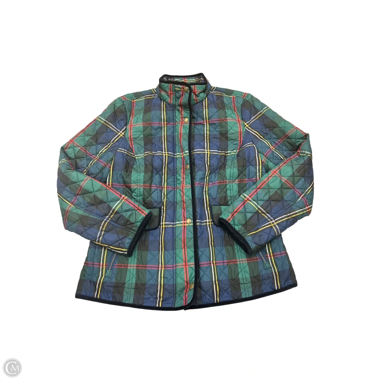 Jacket Puffer & Quilted By Talbots In Plaid Pattern, Size: L