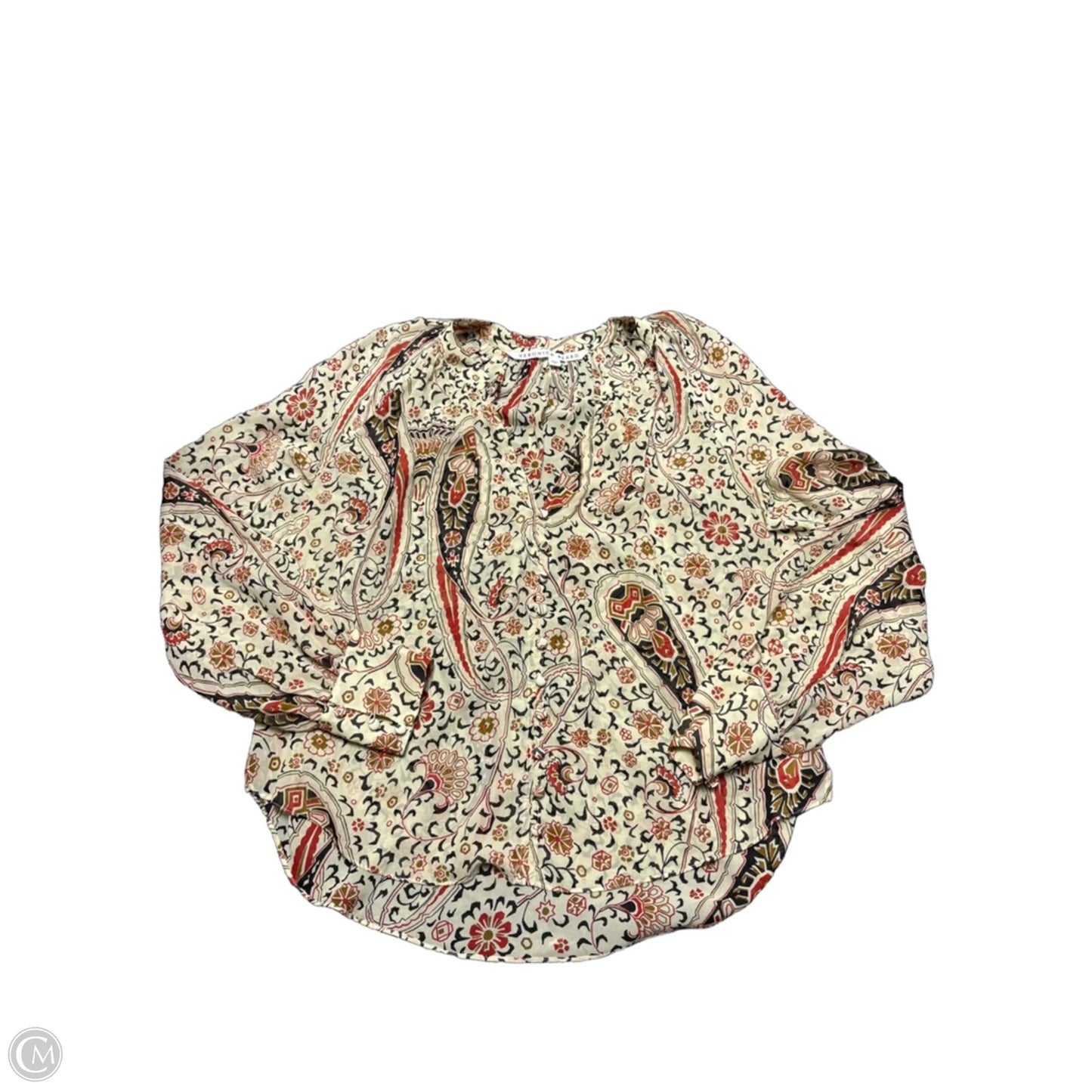 Blouse Long Sleeve By Veronica Beard In Brown & Red, Size: M