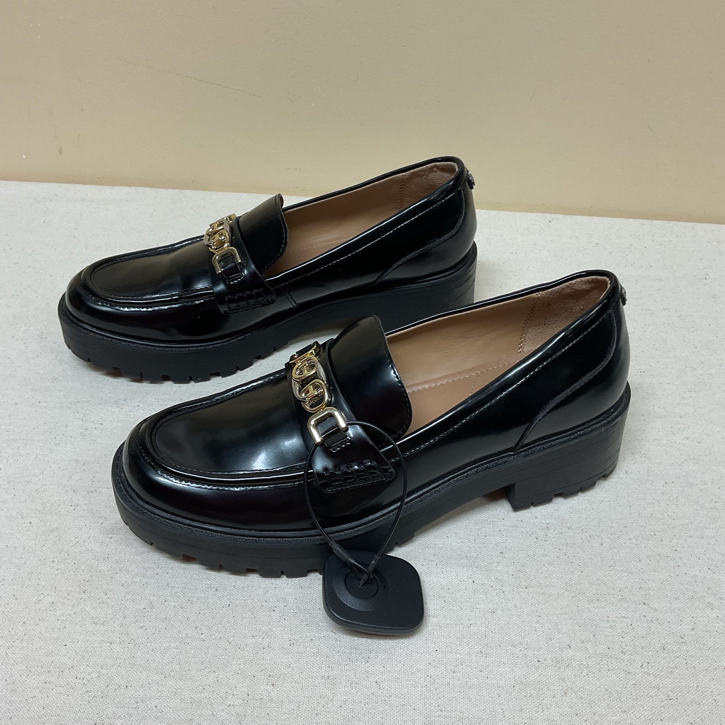 Shoes Flats By Sam Edelman In Black & Gold, Size:8