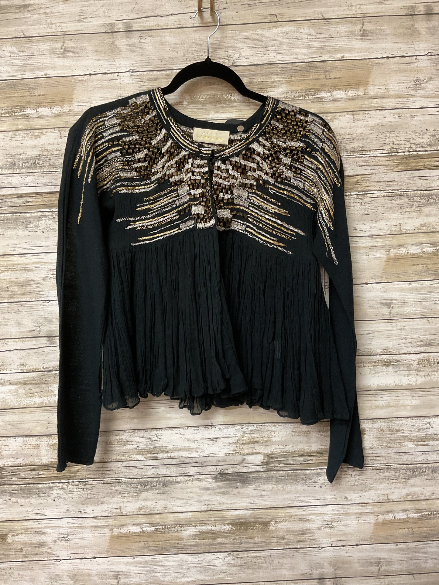 Cardigan By Clothes Mentor In Black & Gold, Size:S