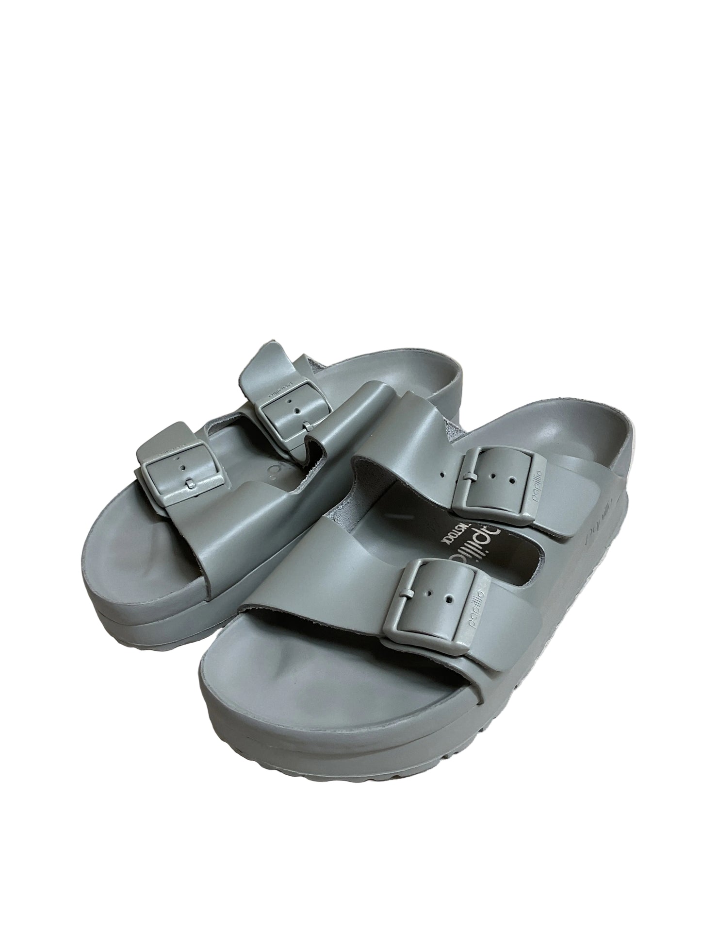 Sandals Flats By Birkenstock In Grey, Size:6.5