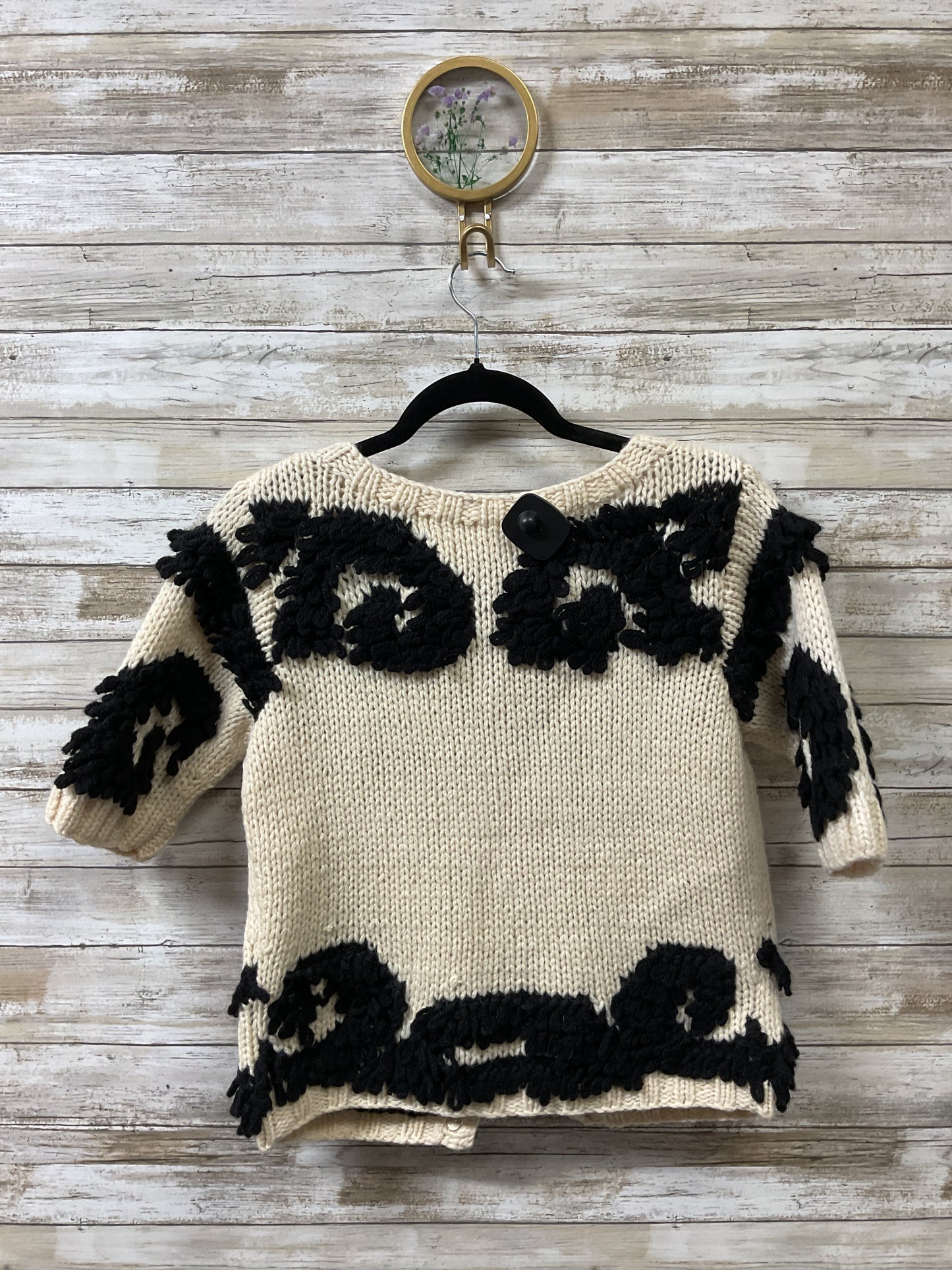 Sweater Cardigan By Cmb In Black & Cream, Size:S