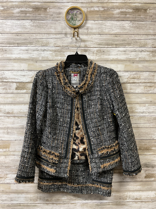 Skirt Suit 2Pc By Cma In Black & Tan, Size:6