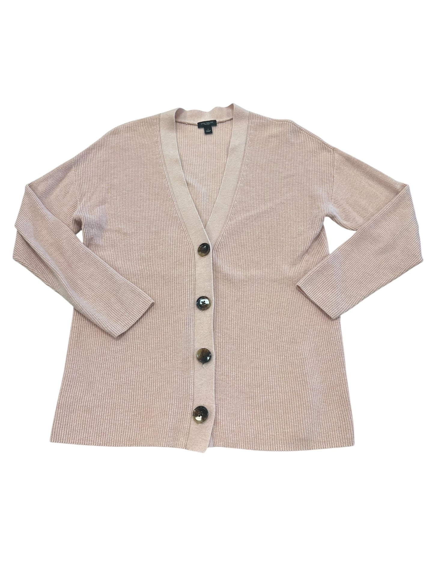 Sweater Cardigan By Ann Taylor In Pink, Size:S