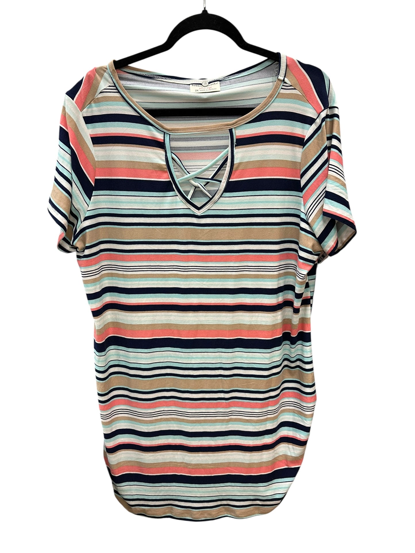 Top Ss By Bobbie Brooks In Striped Pattern, Size:2X