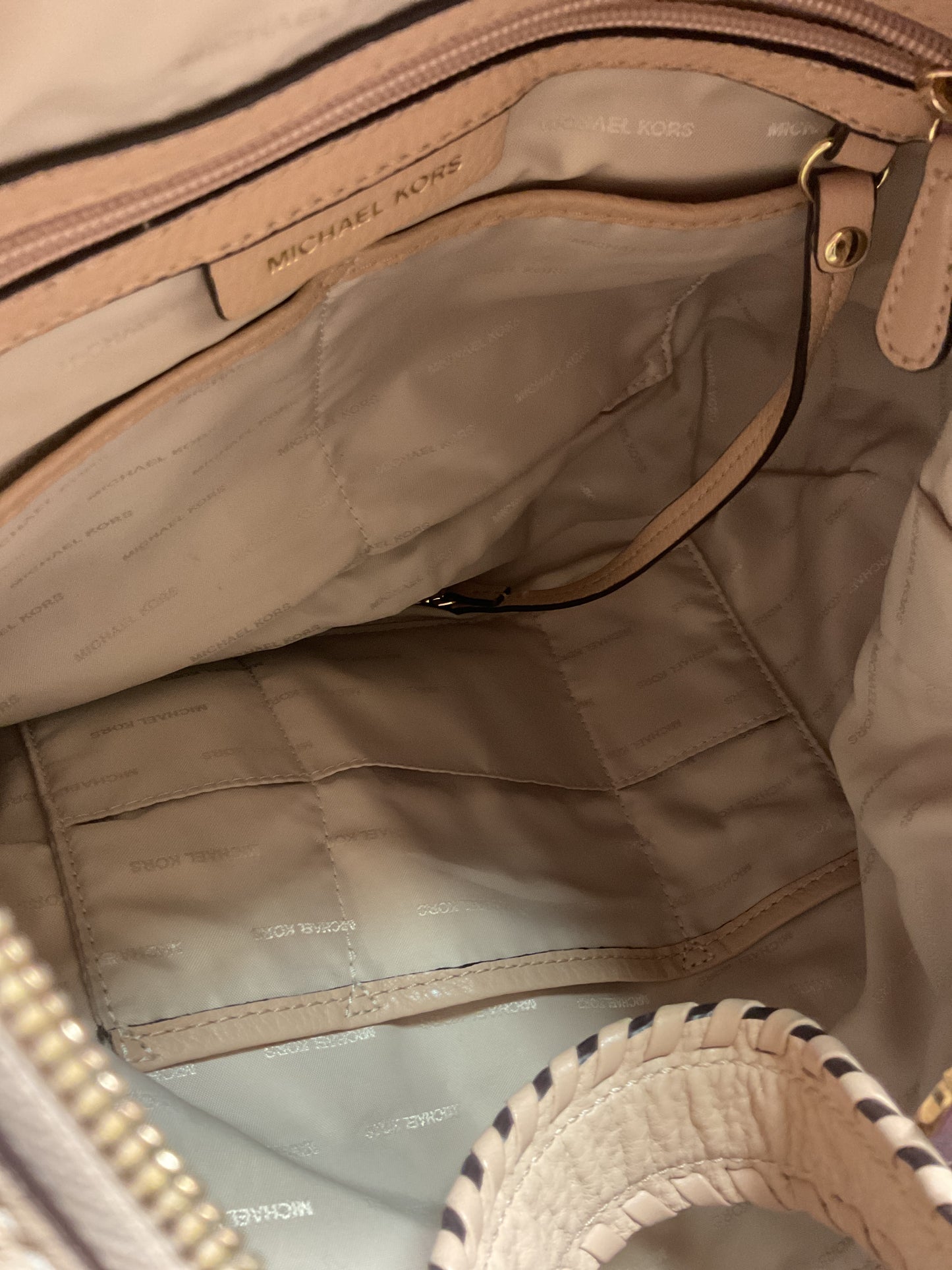 Handbag Designer By Michael Kors In Beige, Size:Large