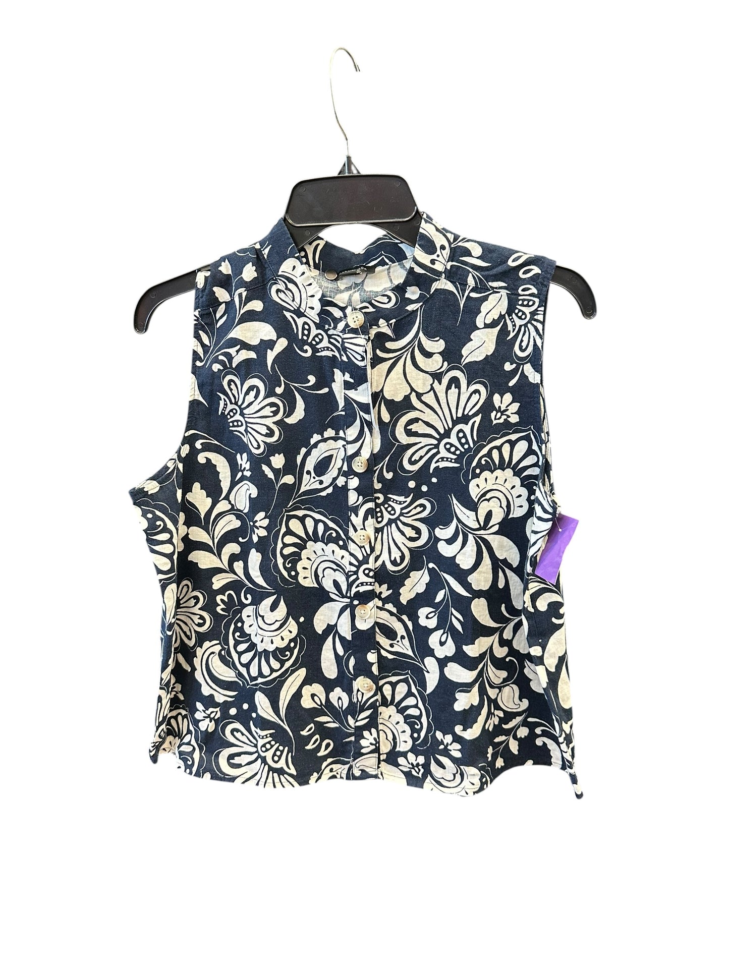 Top Sleeveless By Ann Taylor In Blue & White, Size:S