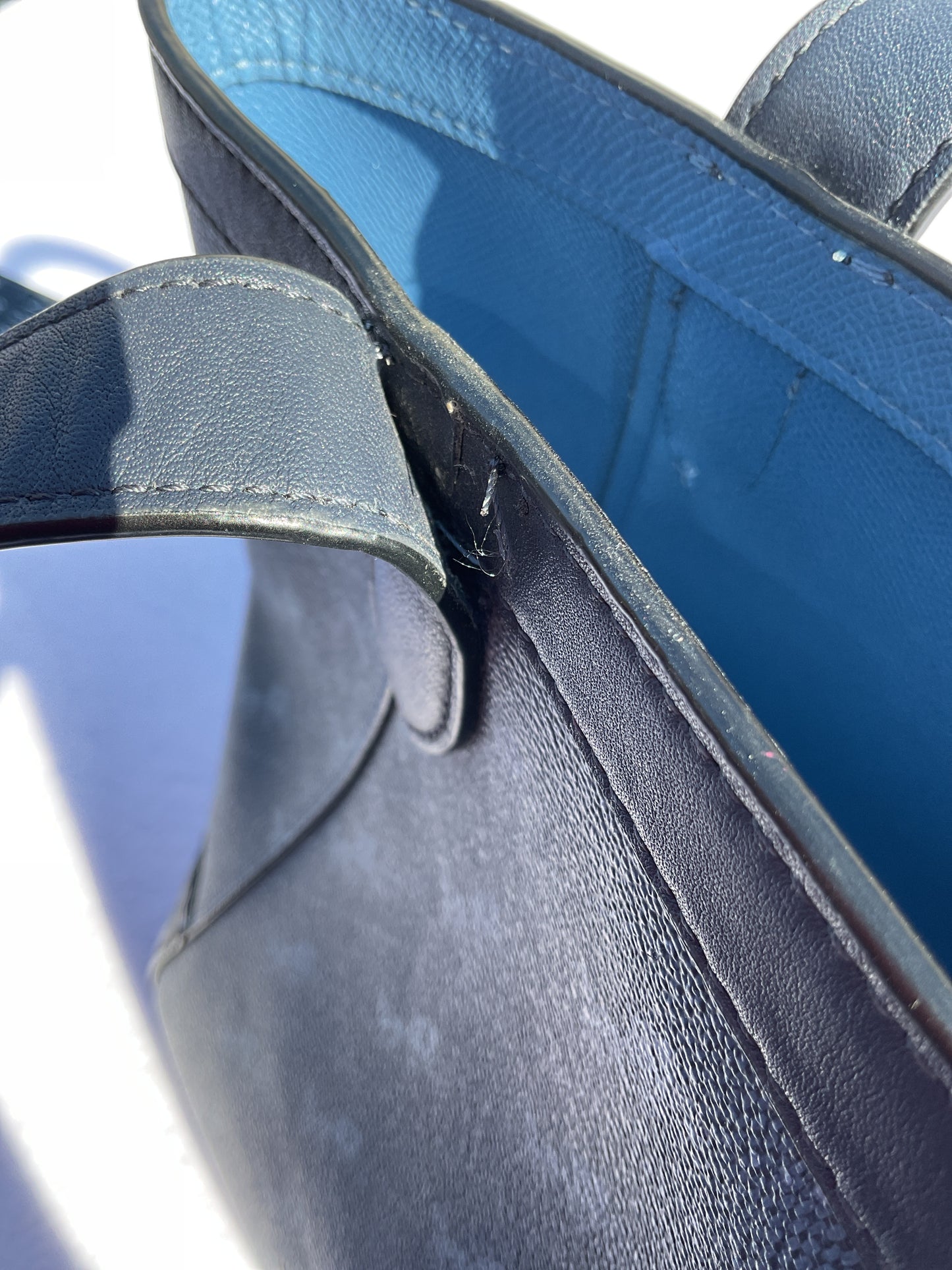 Handbag Designer By Coach In Blue, Size:Large / as is