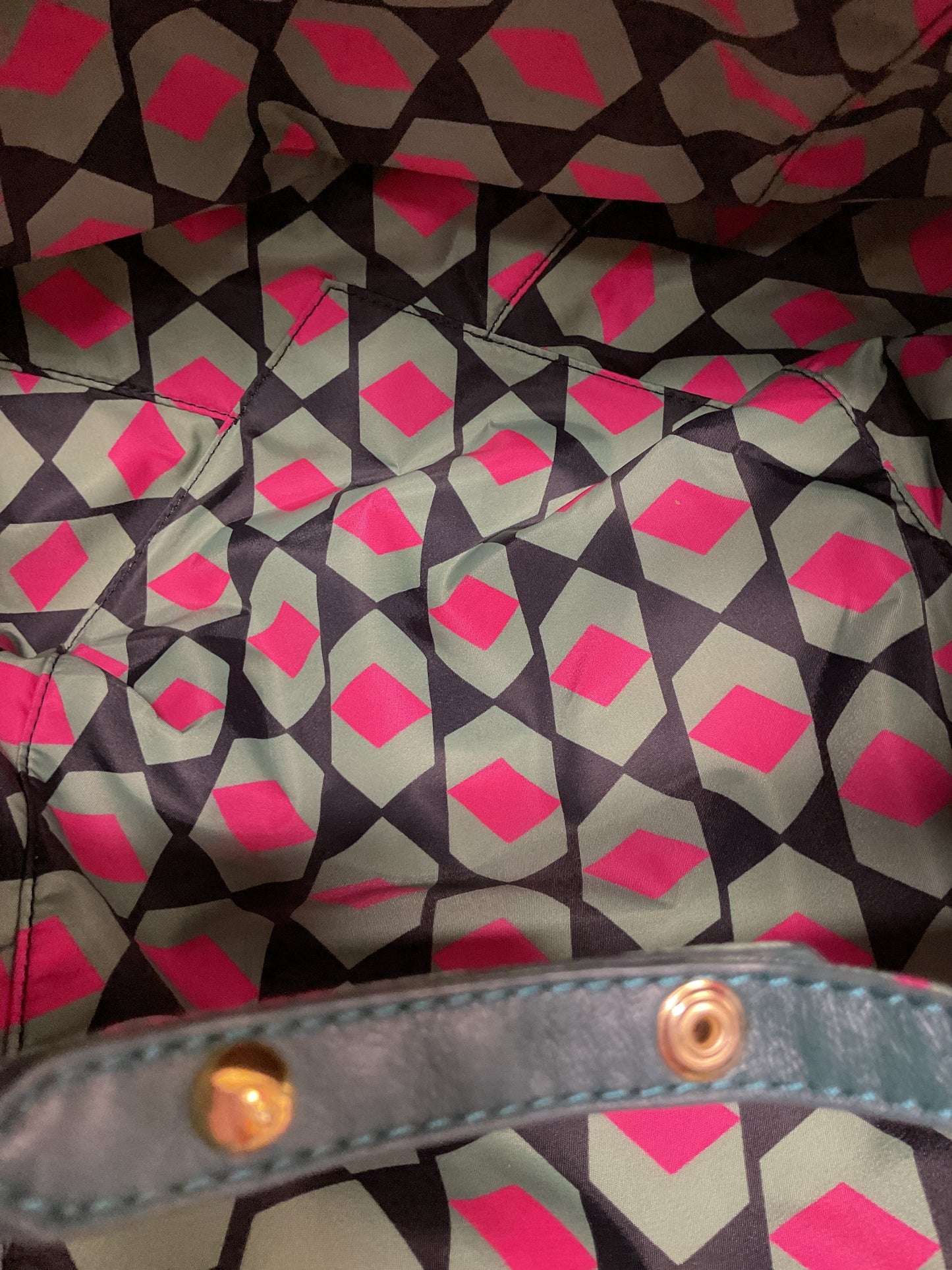 Handbag Designer By Diane Von Furstenberg In Green & Pink, Size:Large -as is