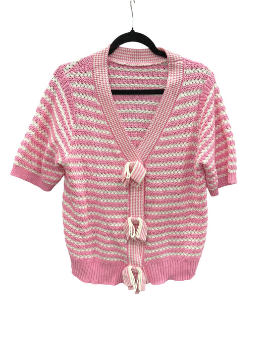 Cardigan By Cmf In Pink & White, Size:L