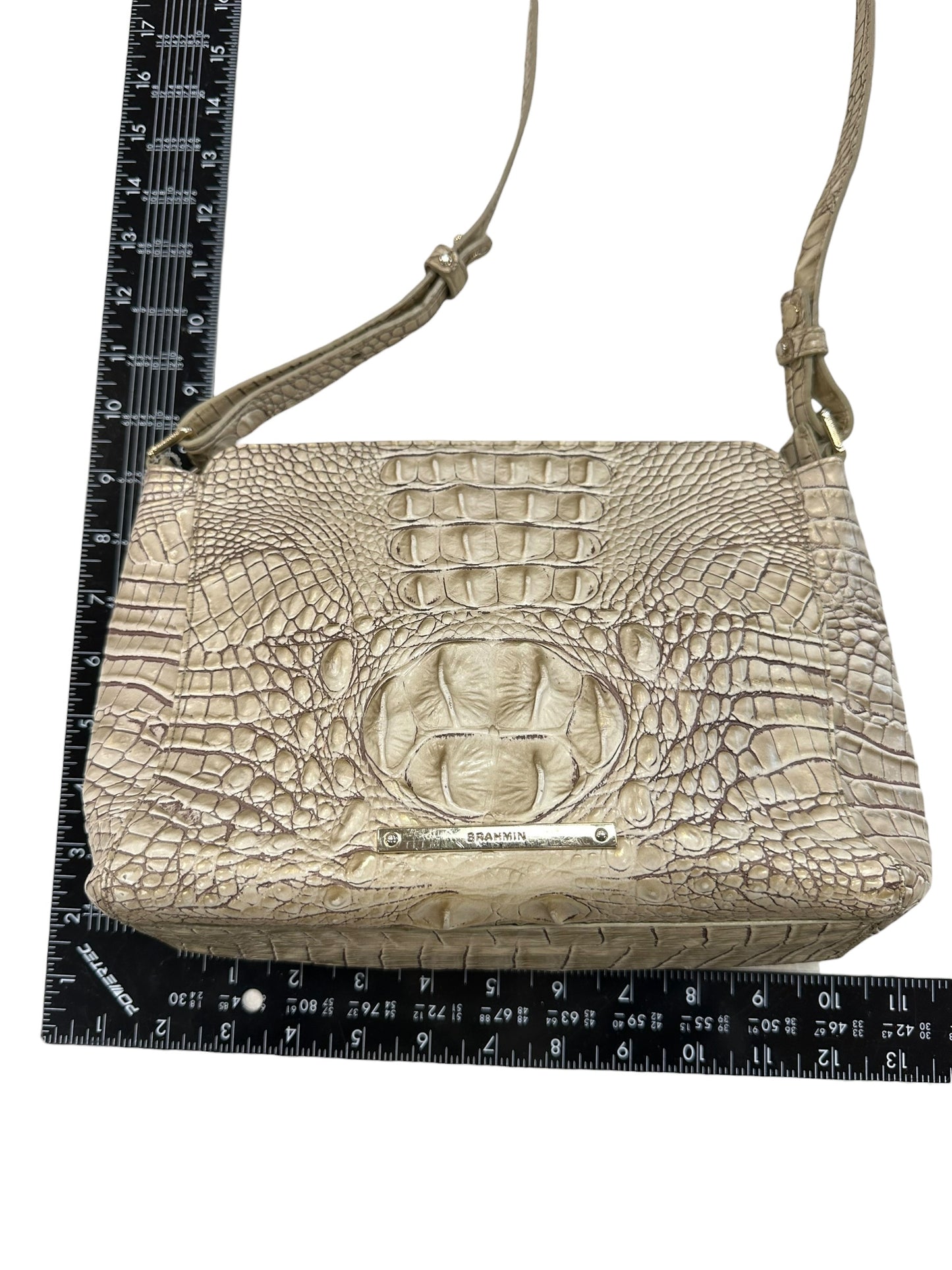 Crossbody Designer By Brahmin In Grey, Size:Medium