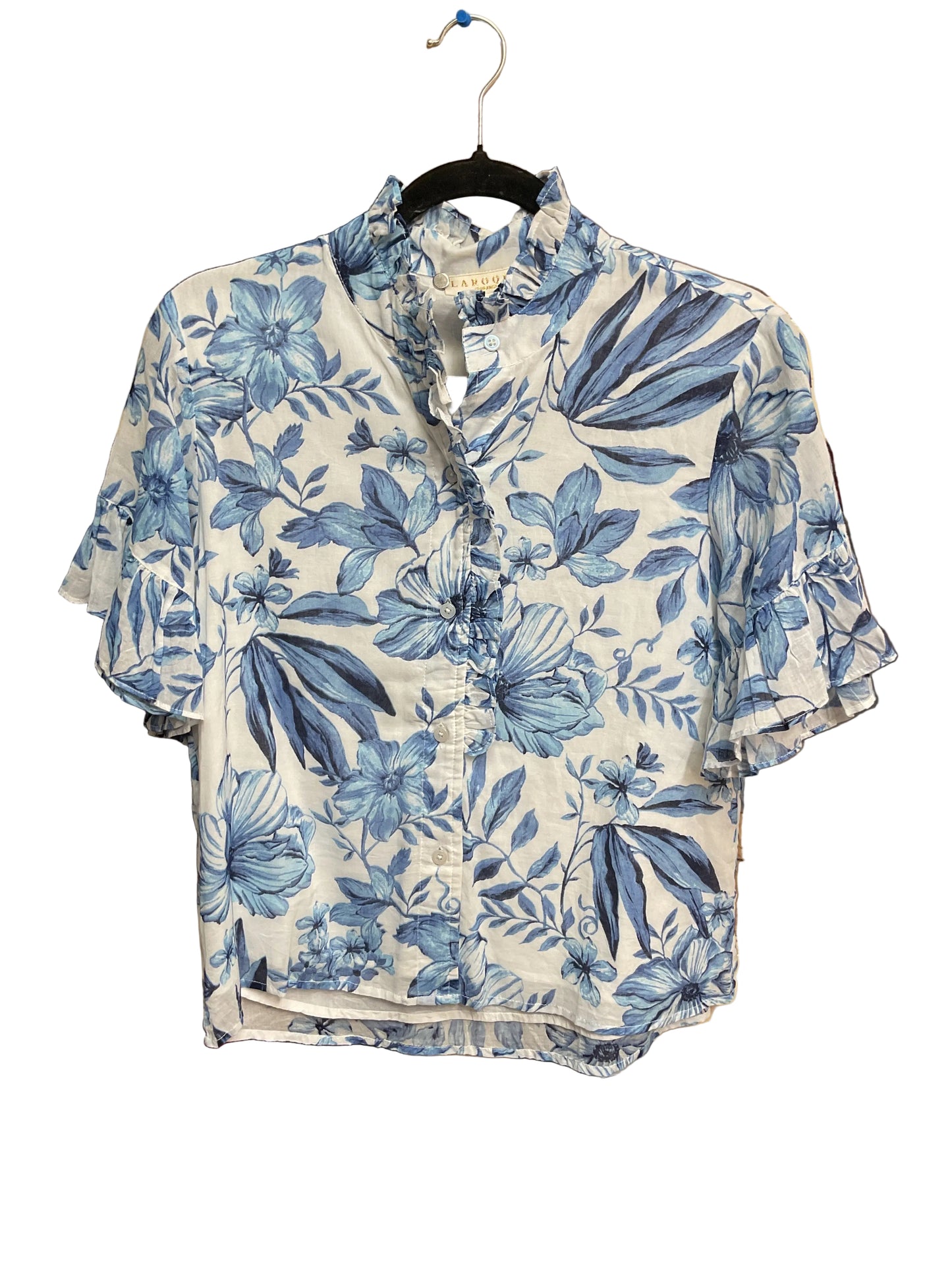 Blouse Ss By Cma In Blue & White, Size:S
