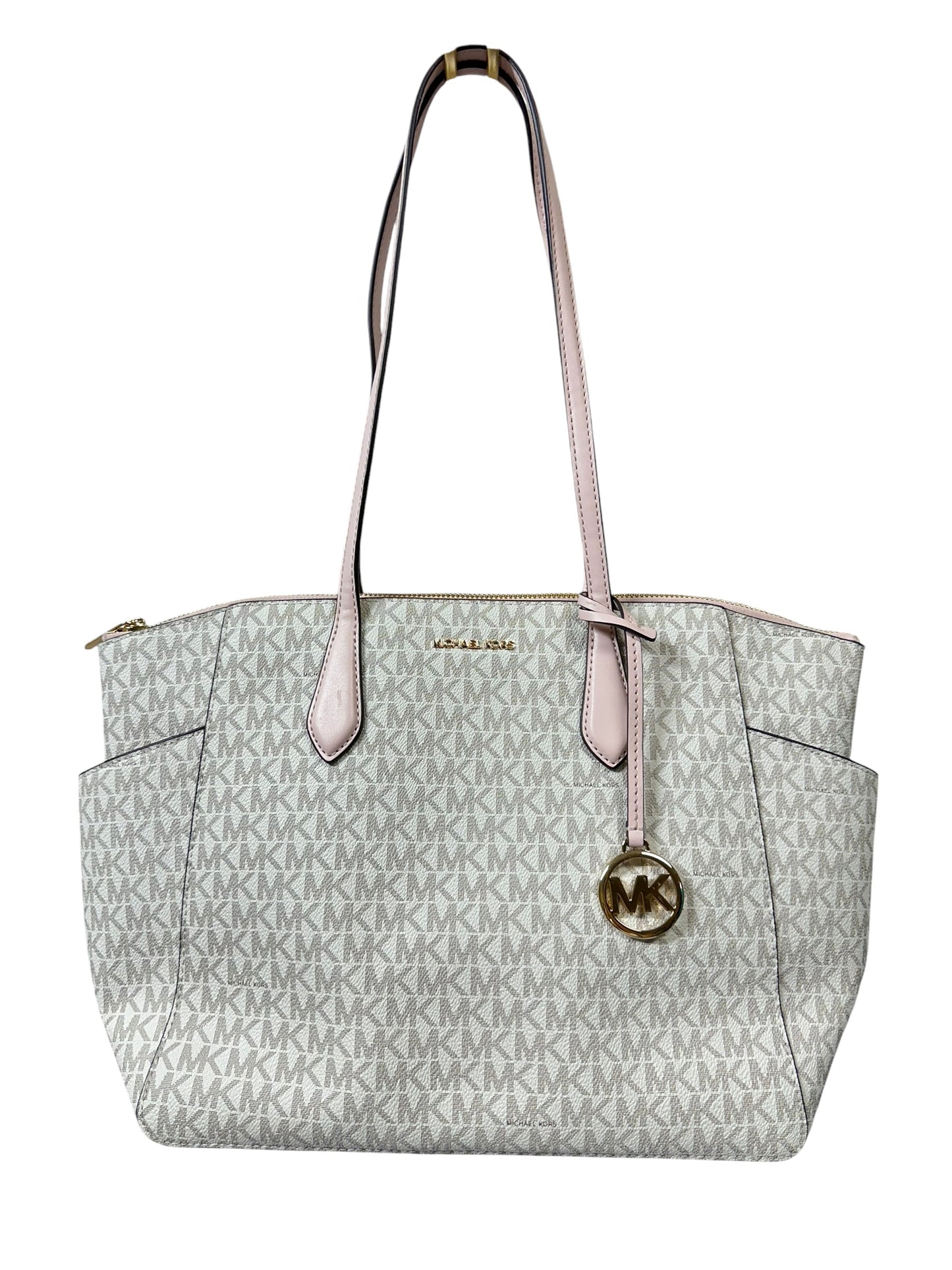 Handbag Designer By Michael Kors In Cream & Pink, Size:Medium
