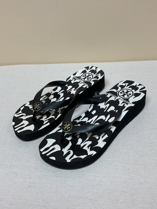 Sandals Designer By Tory Burch In Black & White, Size:8