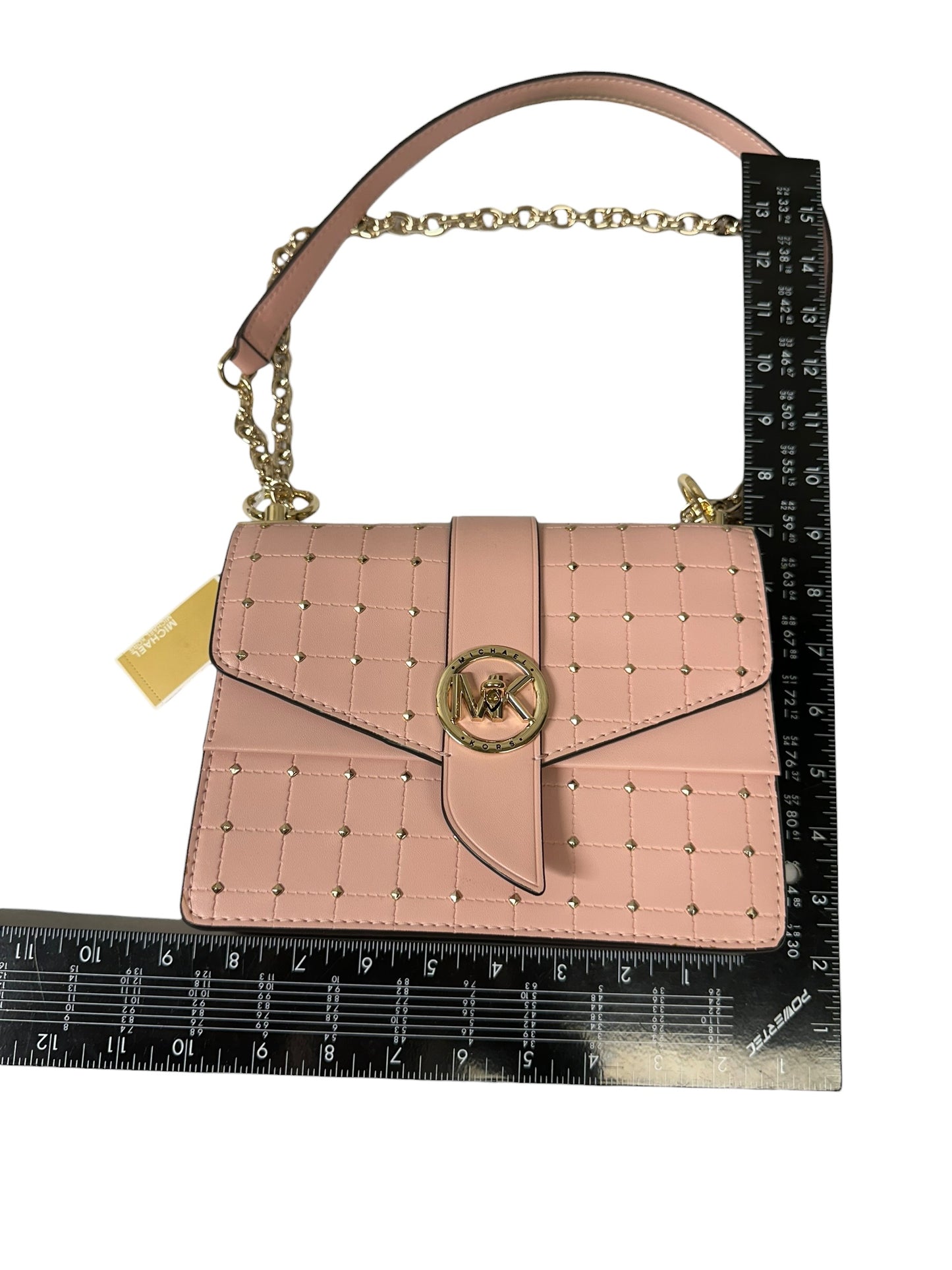 Handbag Designer By Michael Kors In Gold & Pink, Size:Small