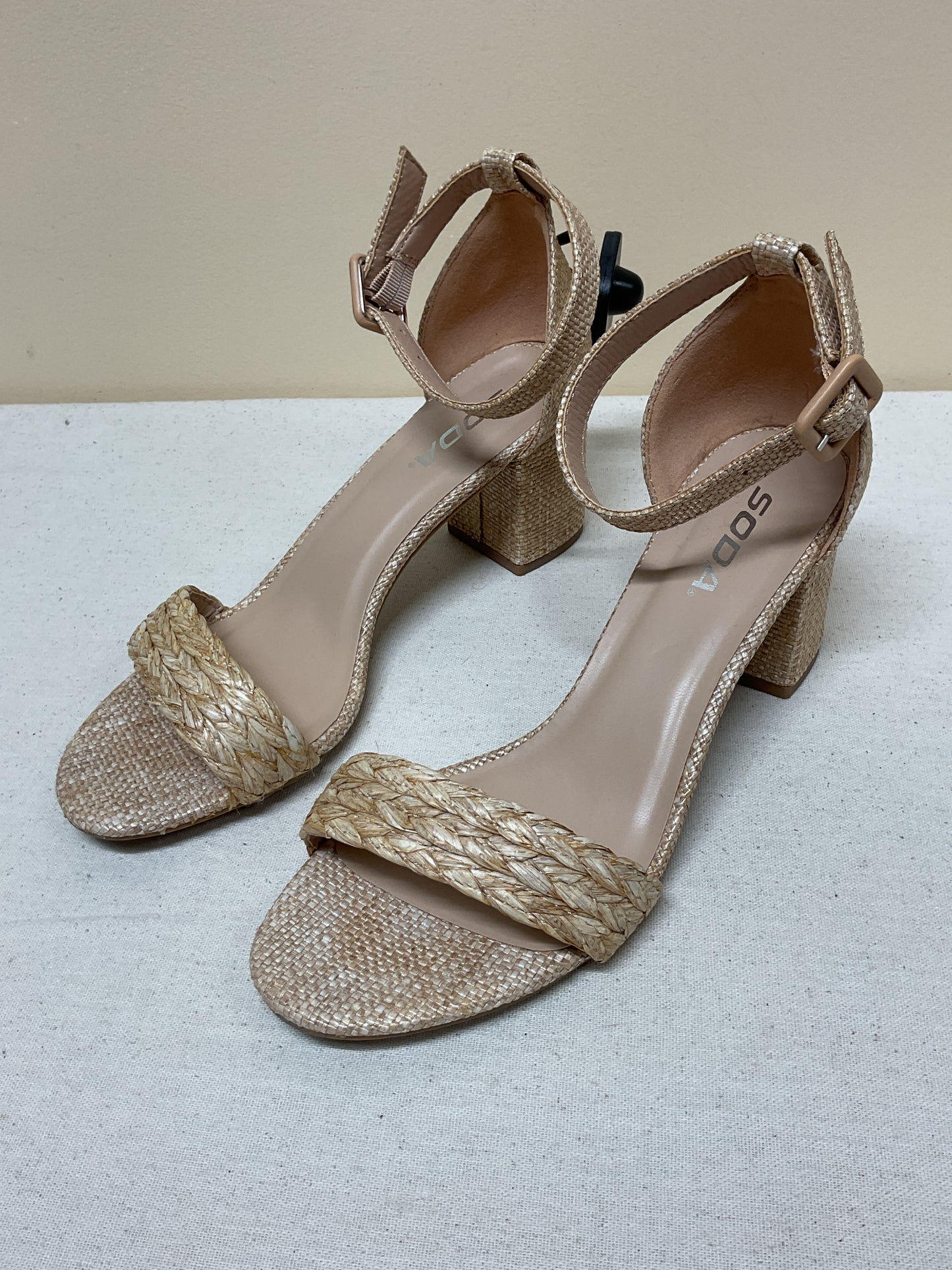 Shoes Heels Block By Soda In Tan, Size:9