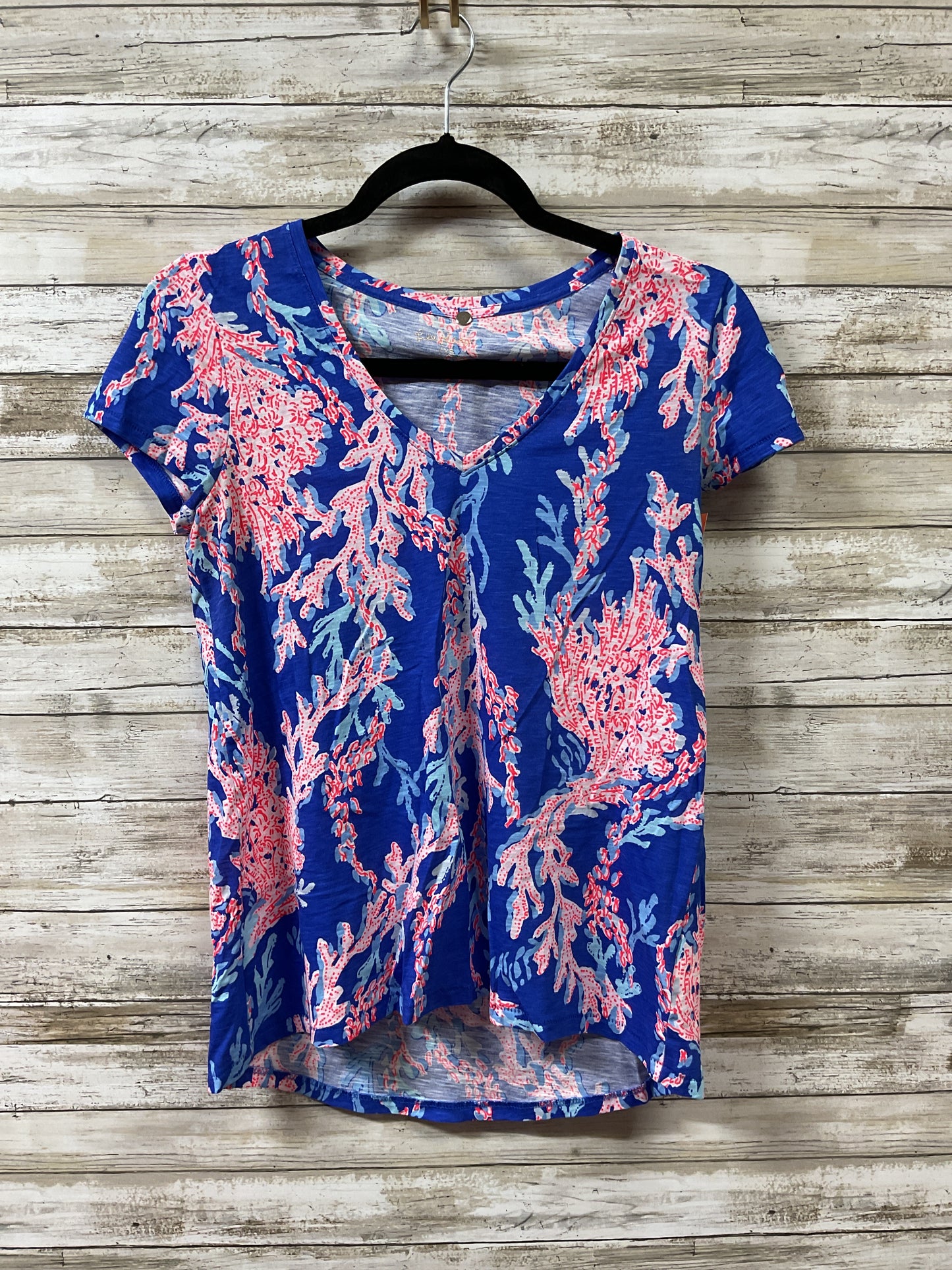 Top Ss Designer By Lilly Pulitzer In Blue & Orange, Size:Xxs