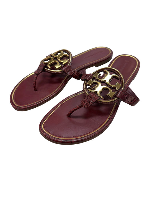 Sandals Designer By Tory Burch In Gold & Red, Size:10
