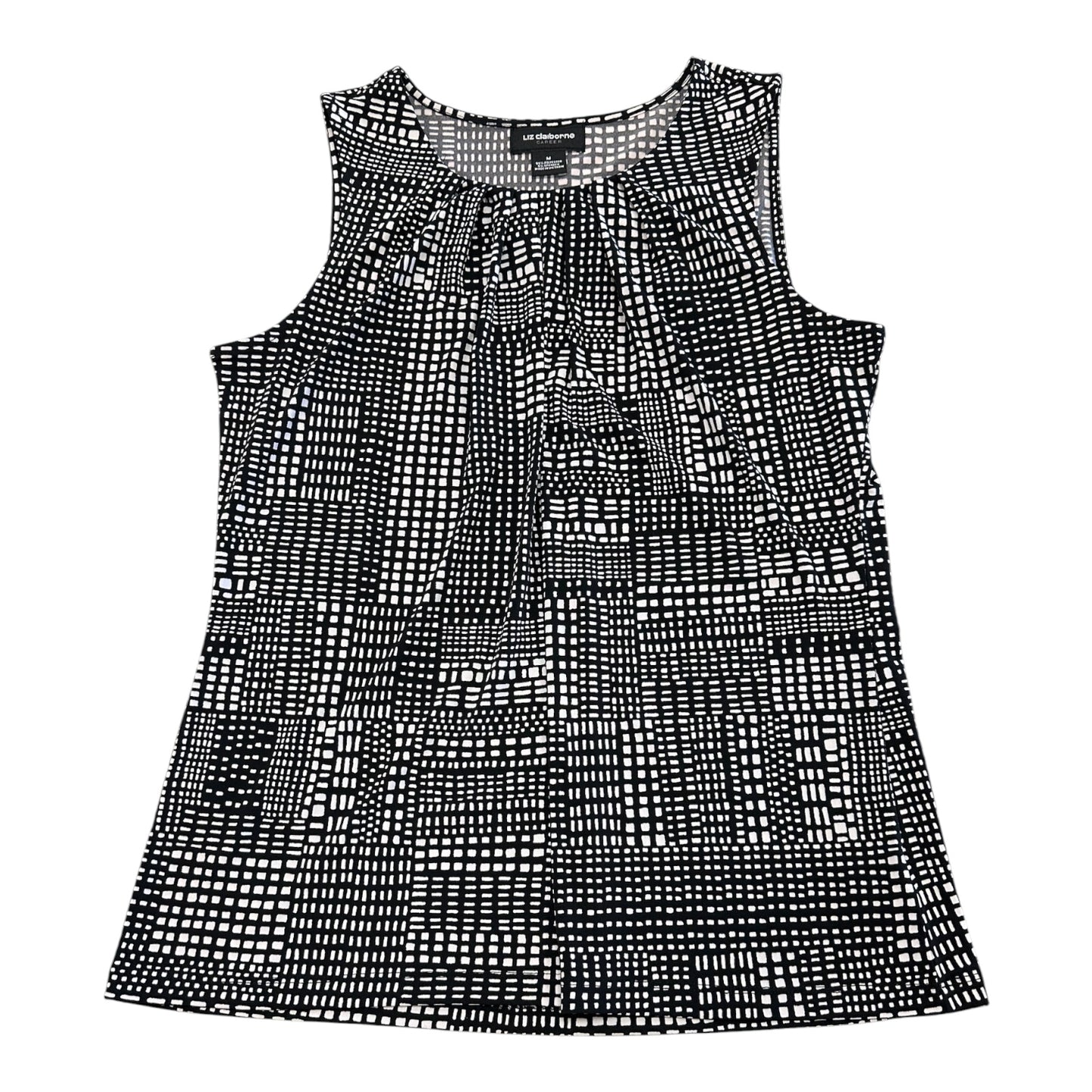Top Sleeveless By Liz Claiborne In Black & White, Size:M