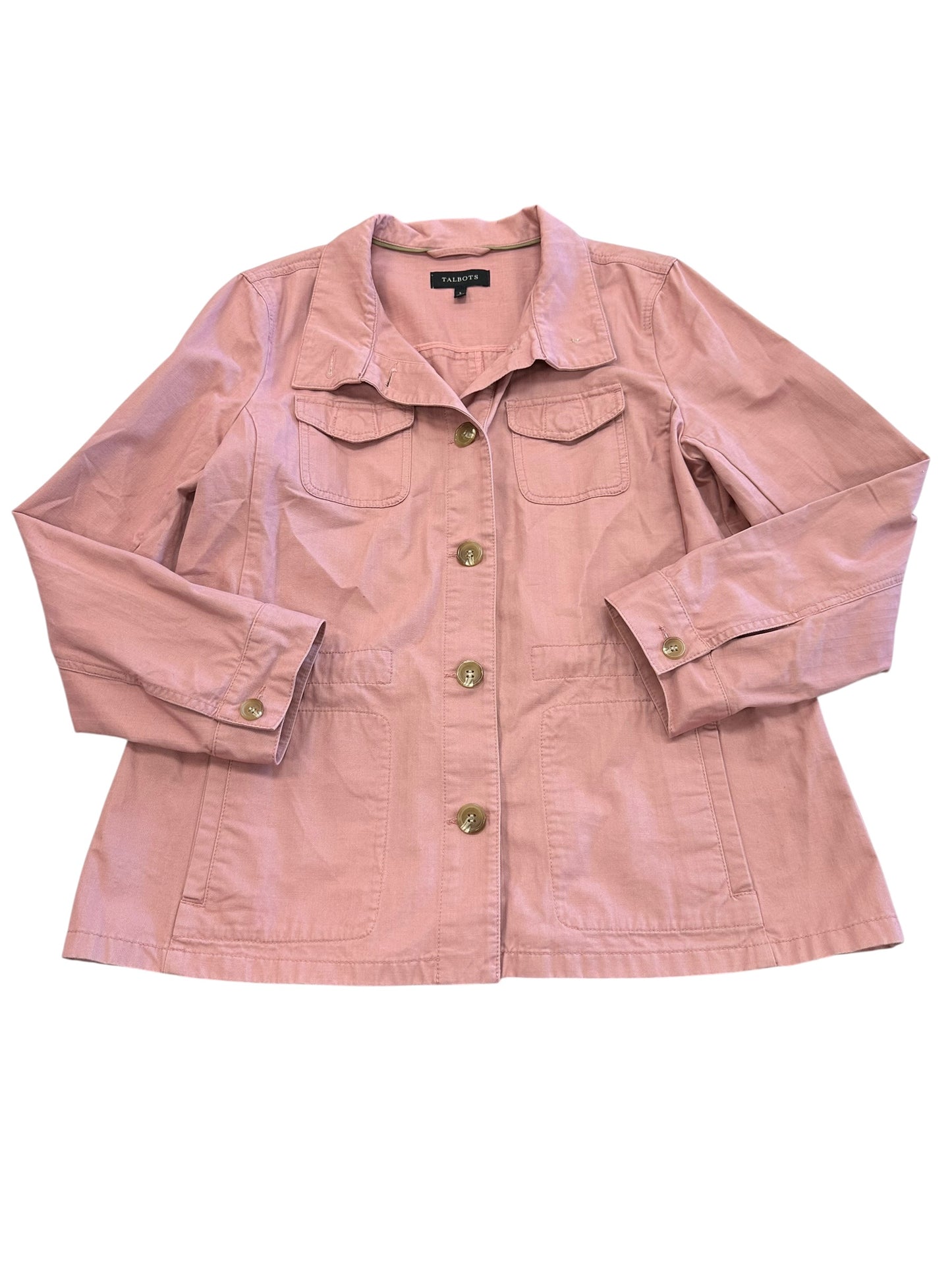 Jacket Shirt By Talbots In Pink, Size:L