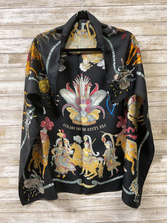 Scarf Luxury Designer By Hermes In Black & Gold