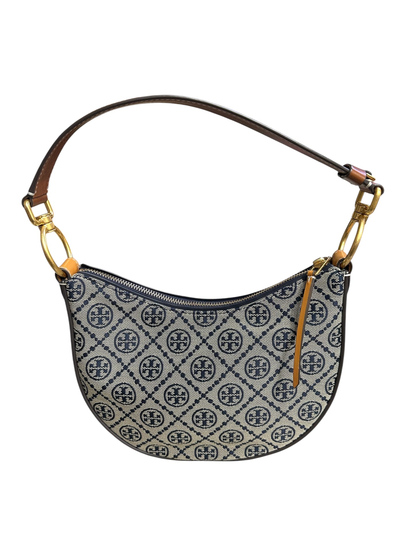 Handbag Designer By Tory Burch In Black & Tan, Size:Small