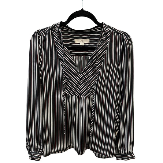 Blouse Ls By Loft In Striped Pattern, Size:S