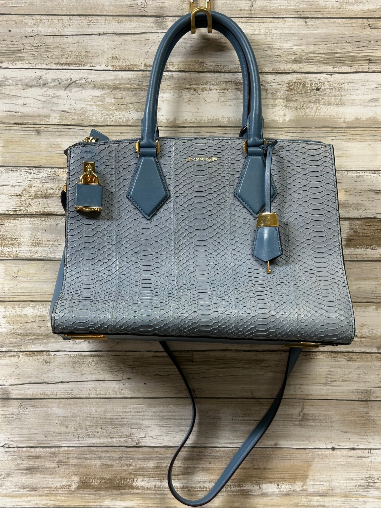 Handbag Designer By Michael Kors In Blue, Size:Large