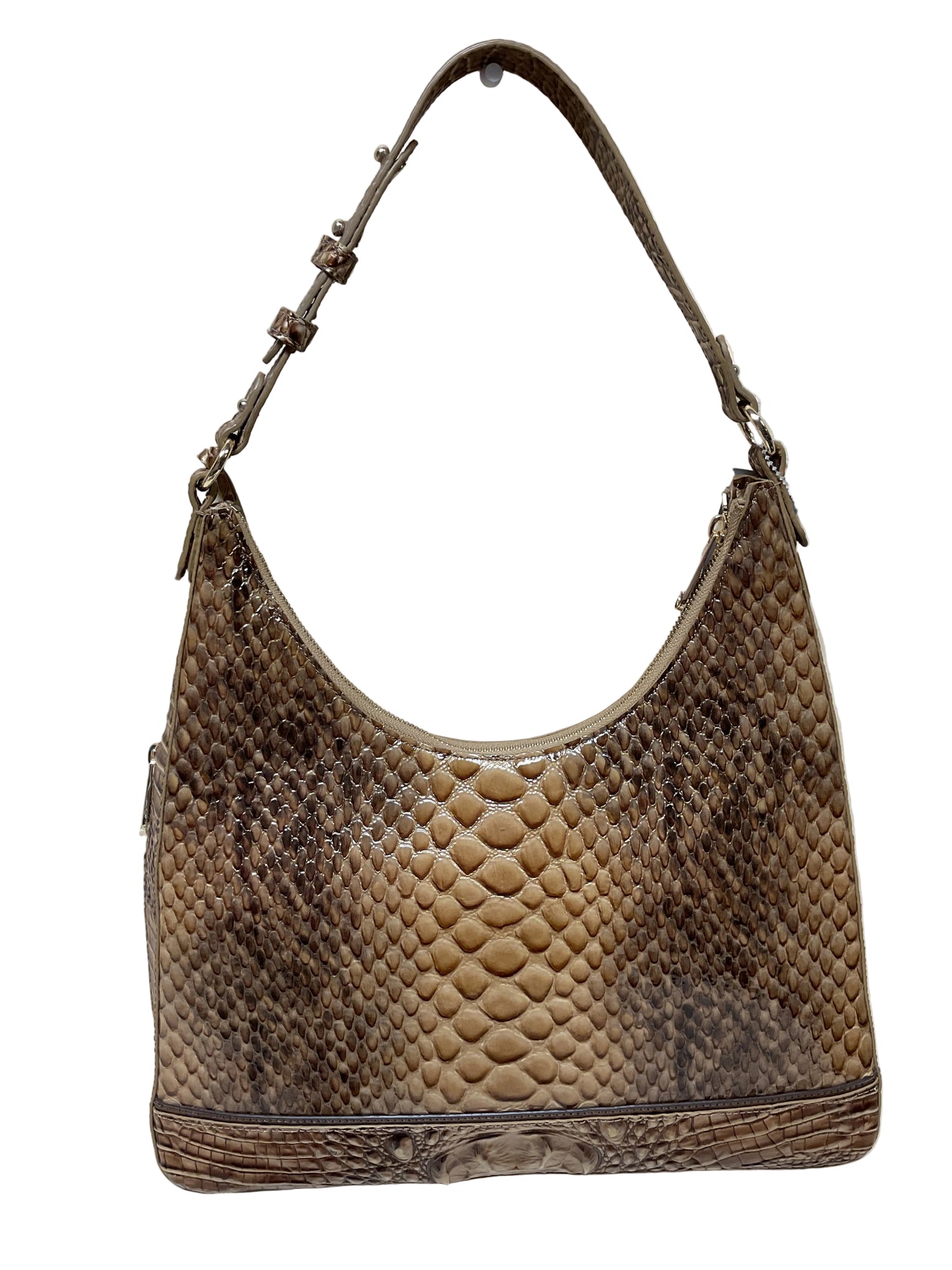 Handbag Designer By Brahmin In Brown & Gold, Size:Large