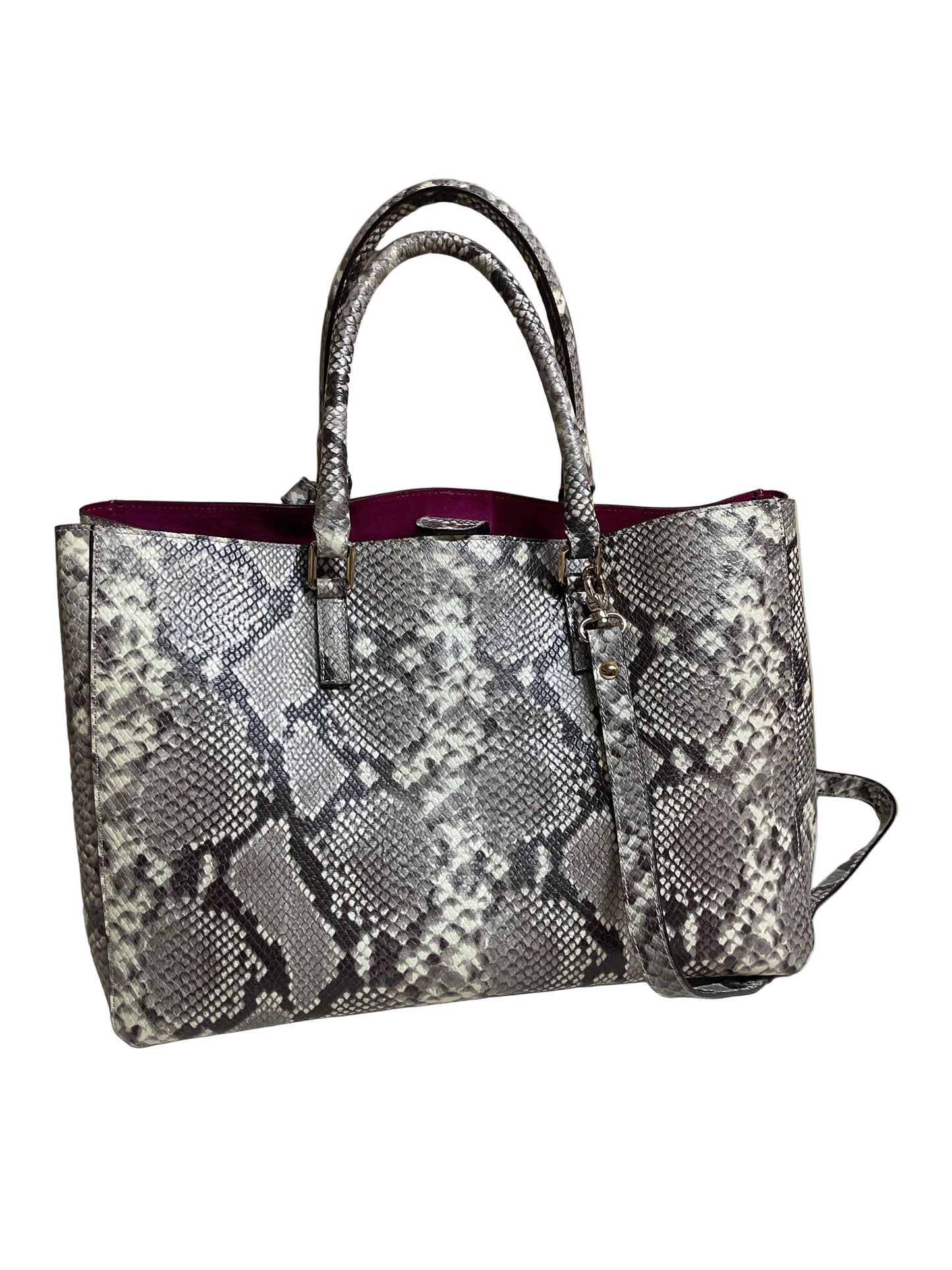 Handbag Leather By Cmb In Snakeskin Print, Size:Large