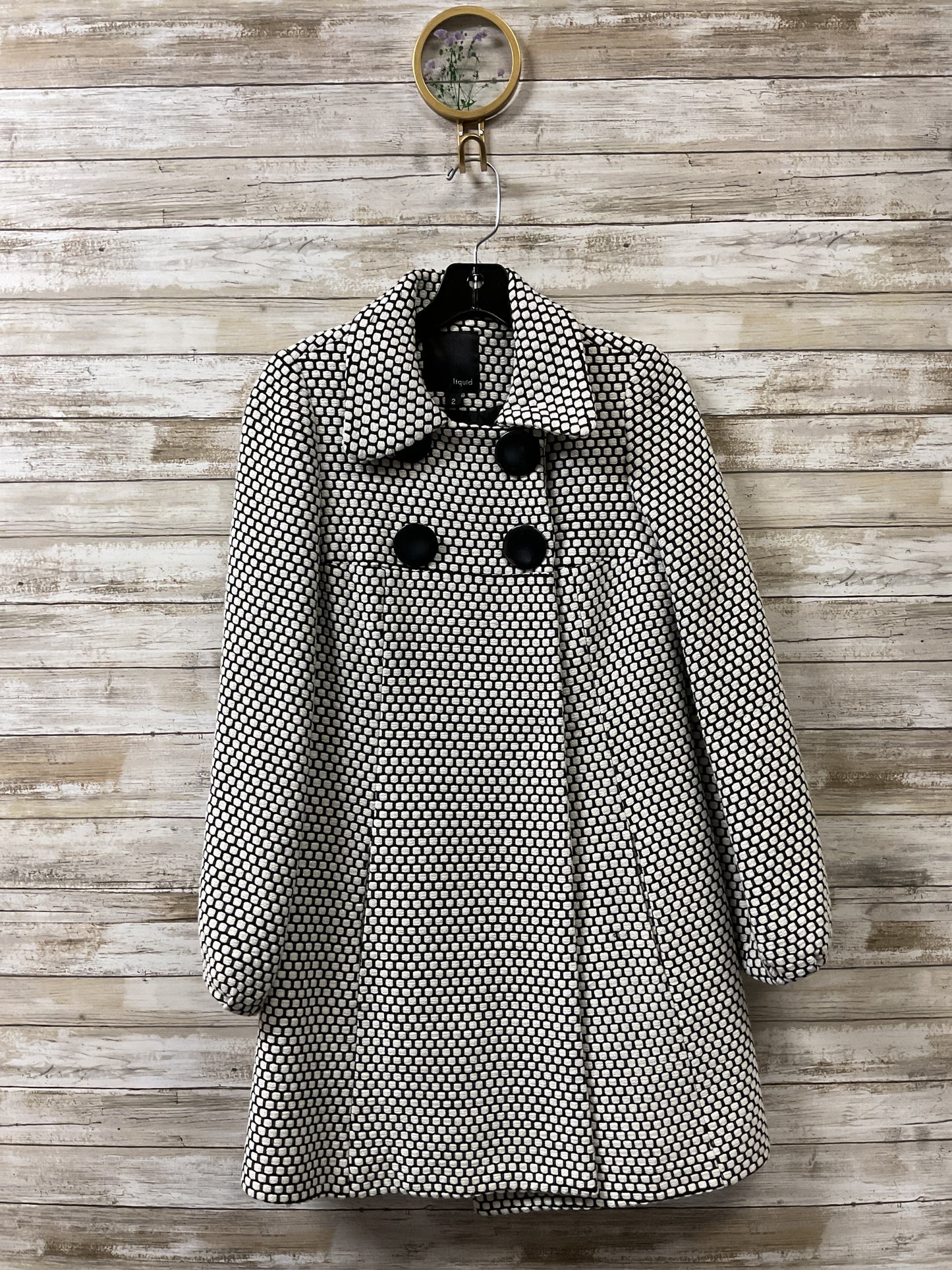 Coat Peacoat By Cmc In Black & White, Size:2