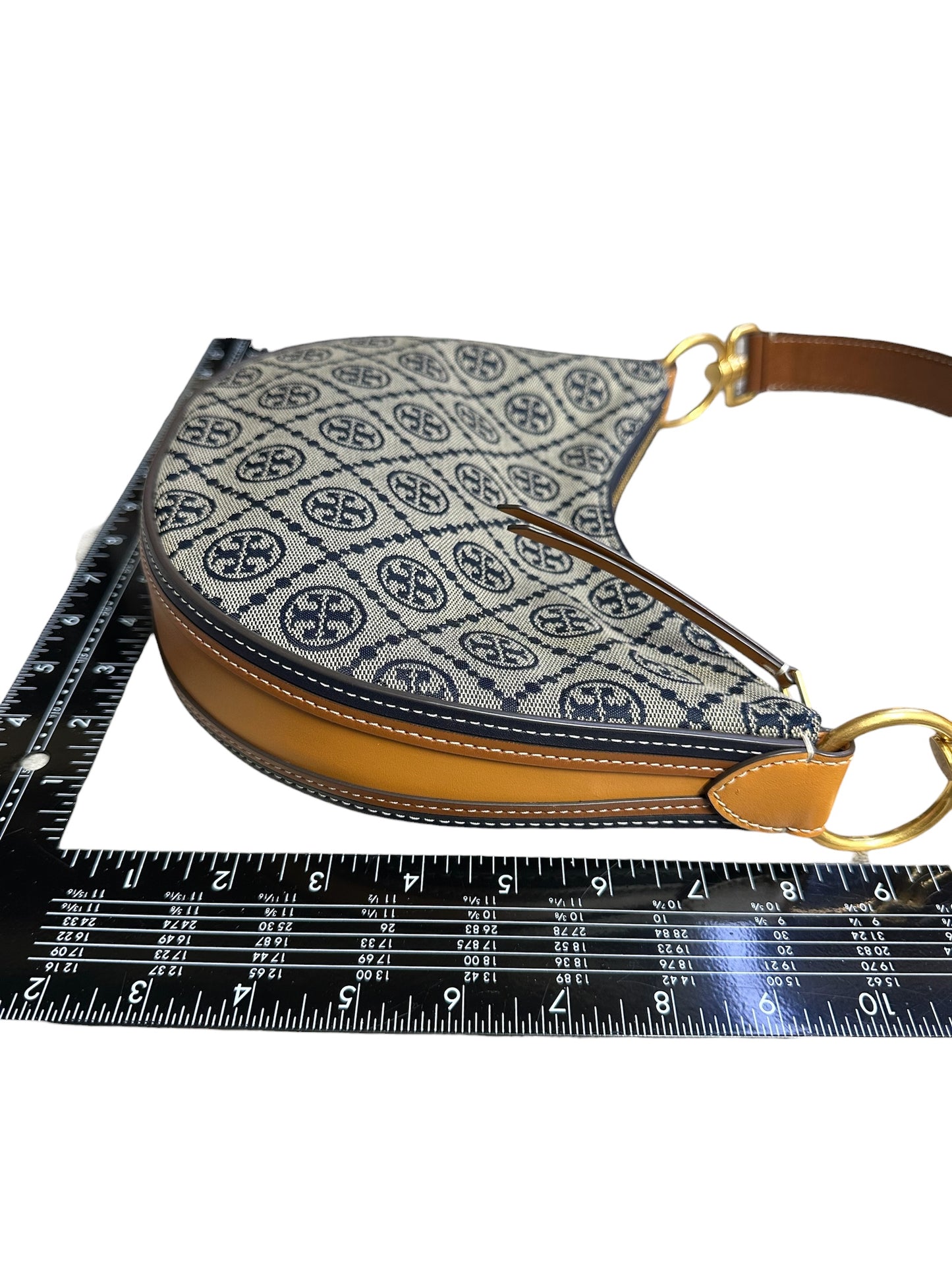 Handbag Designer By Tory Burch In Black & Tan, Size:Small