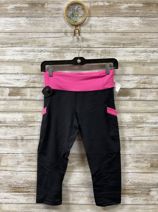 Athletic Capris By Lululemon In Black & Pink, Size:4