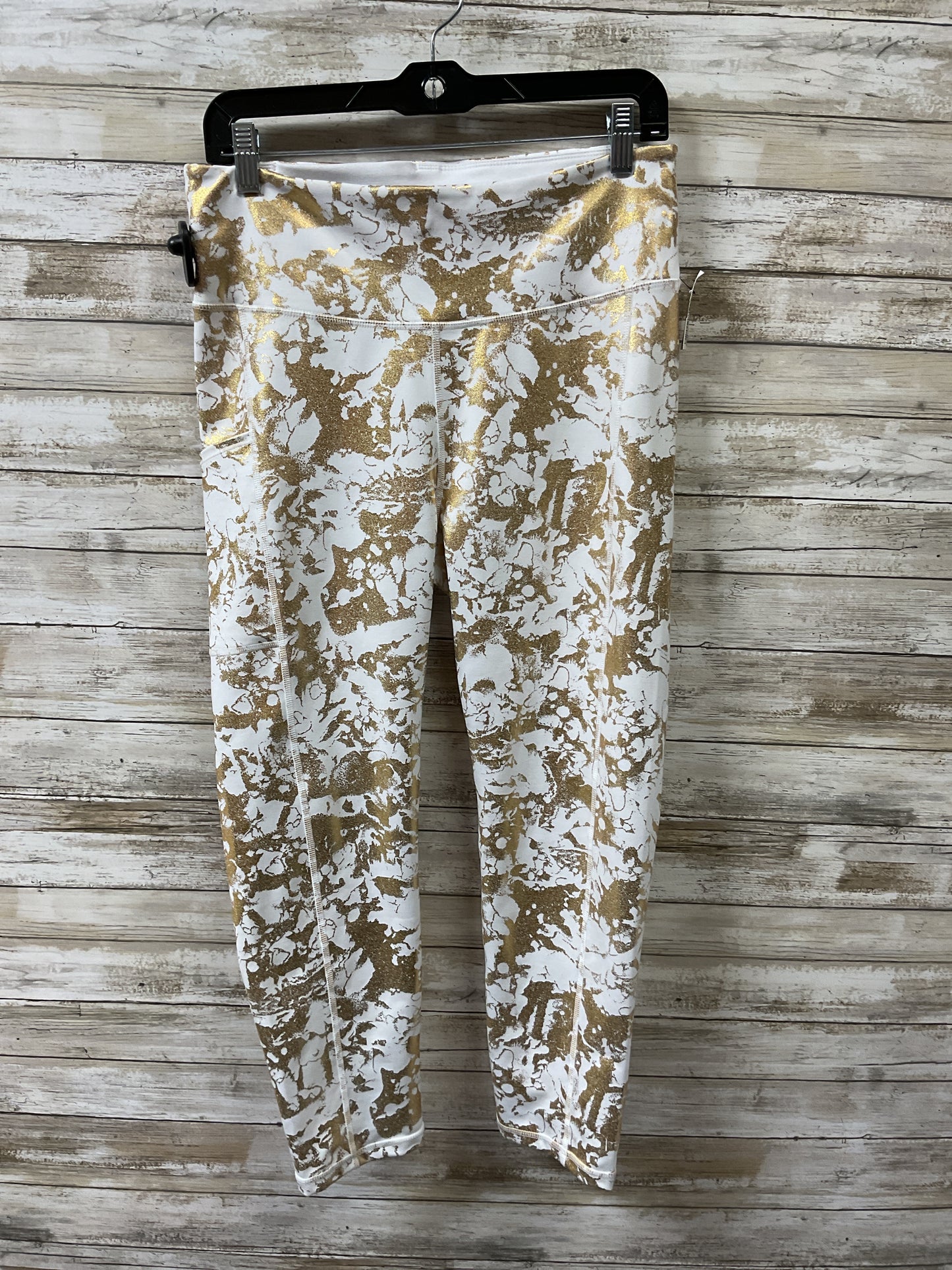Athletic Leggings By Lilly Pulitzer In Gold & White, Size:L