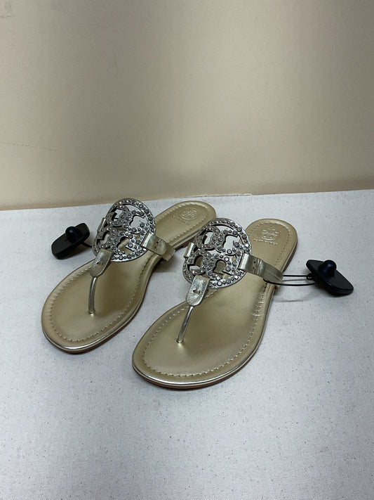 Sandals Designer By Tory Burch In Gold, Size:9