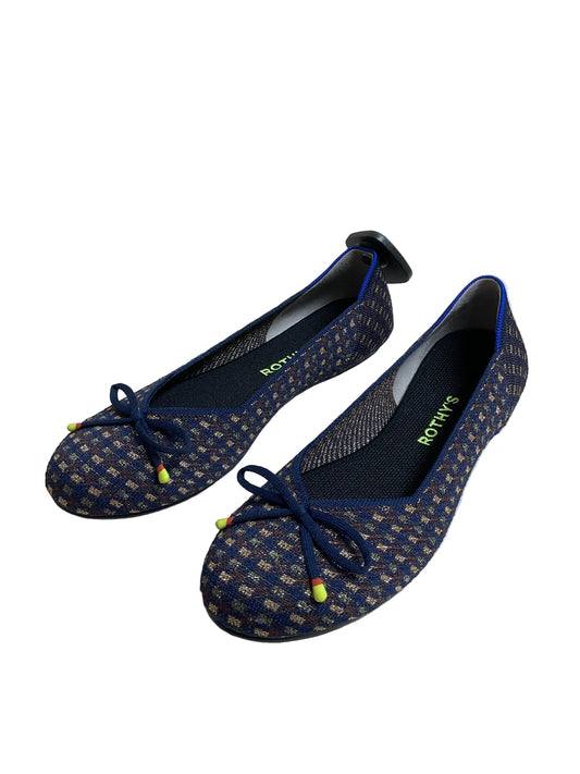 Shoes Flats By Rothys In Blue & Brown, Size:9