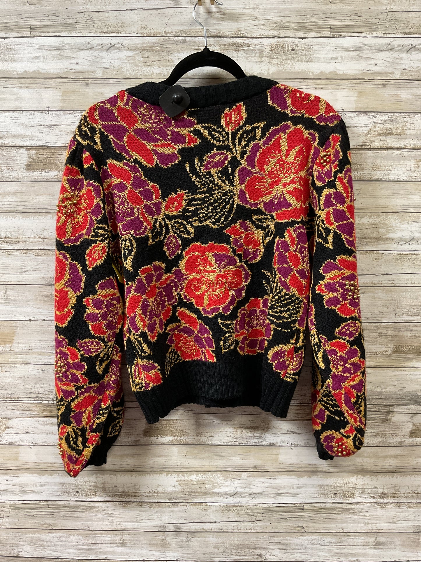 Sweater Cardigan By Farm Rio In Black & Red, Size:M