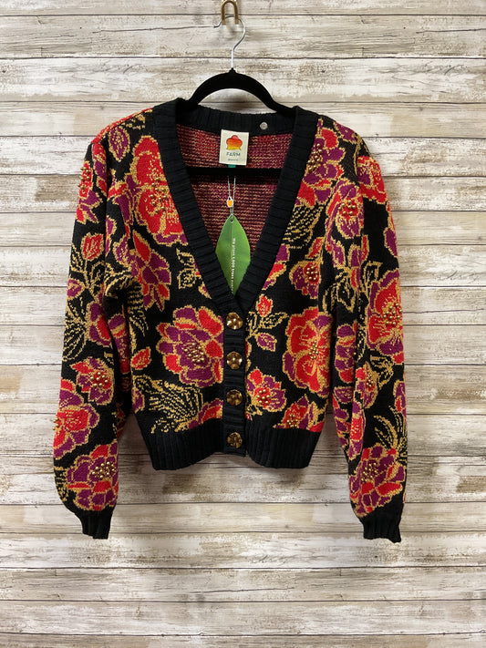 Sweater Cardigan By Farm Rio In Black & Red, Size:M