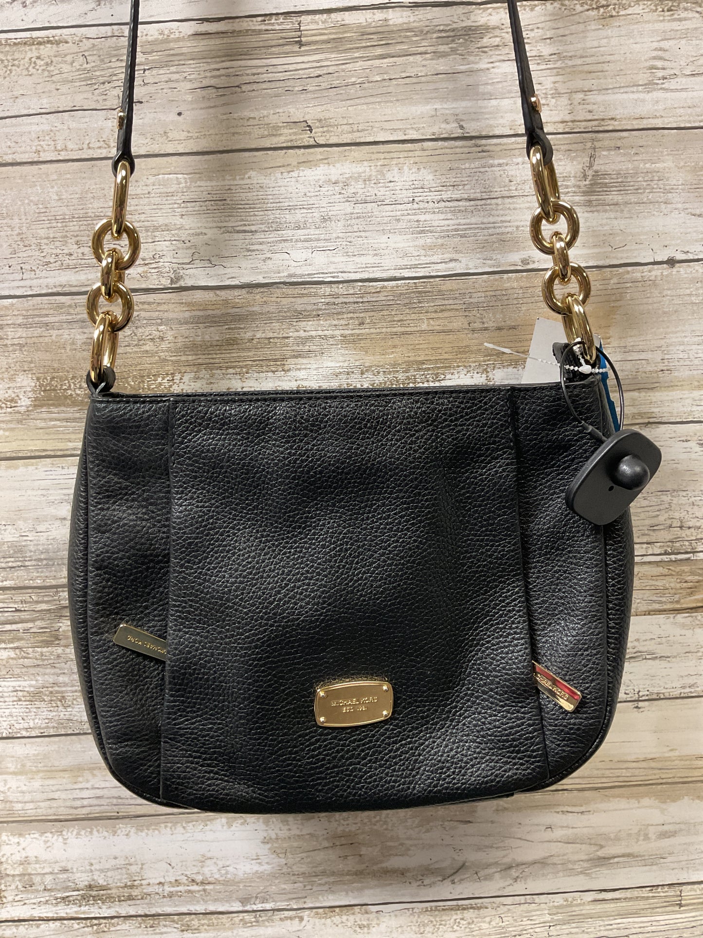 Handbag Designer By Michael By Michael Kors In Black & Gold, Size:Medium