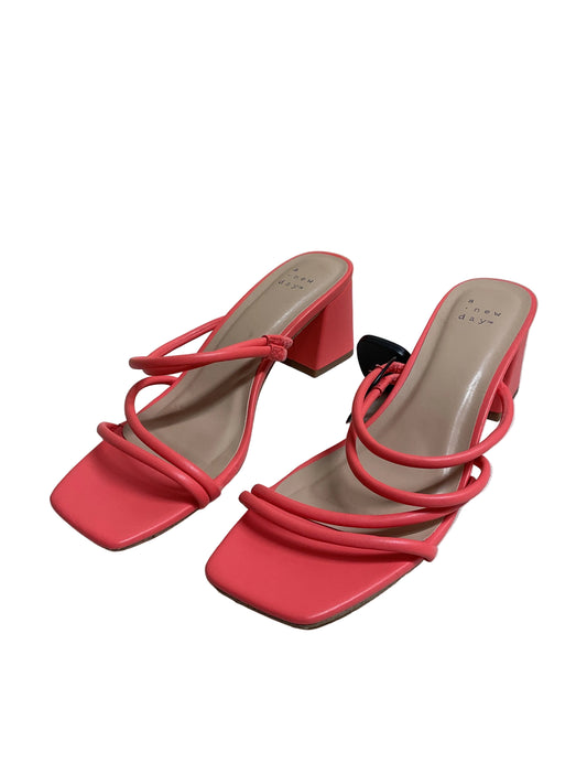 Sandals Heels Block By A New Day In Coral, Size:8.5