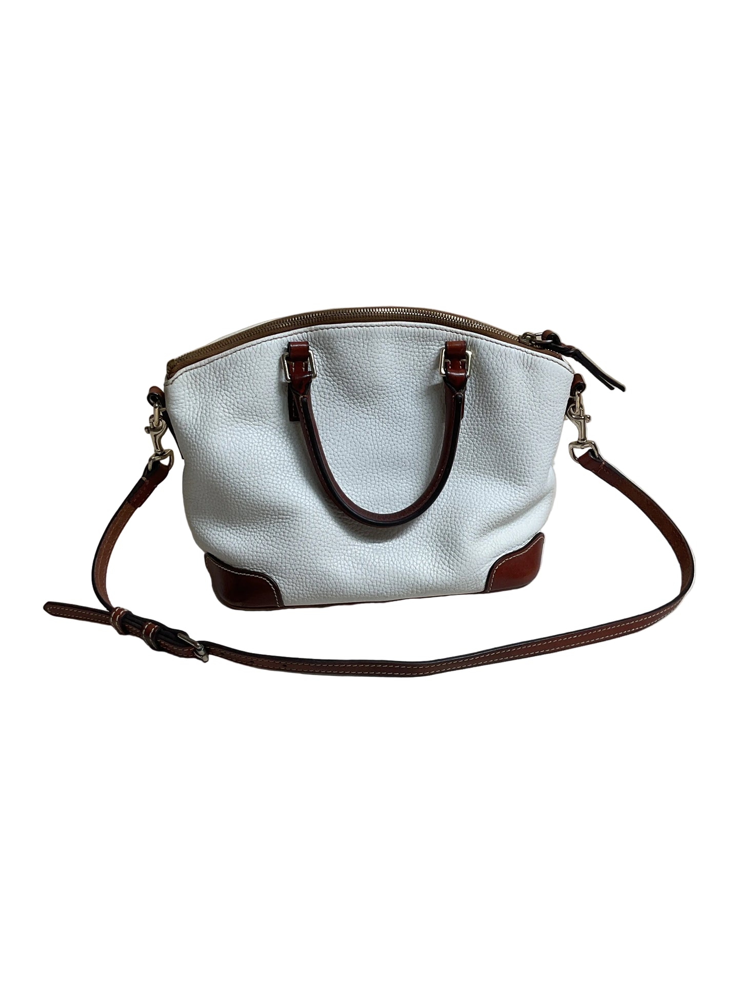 Handbag Designer By Dooney And Bourke In Brown & White, Size:Medium