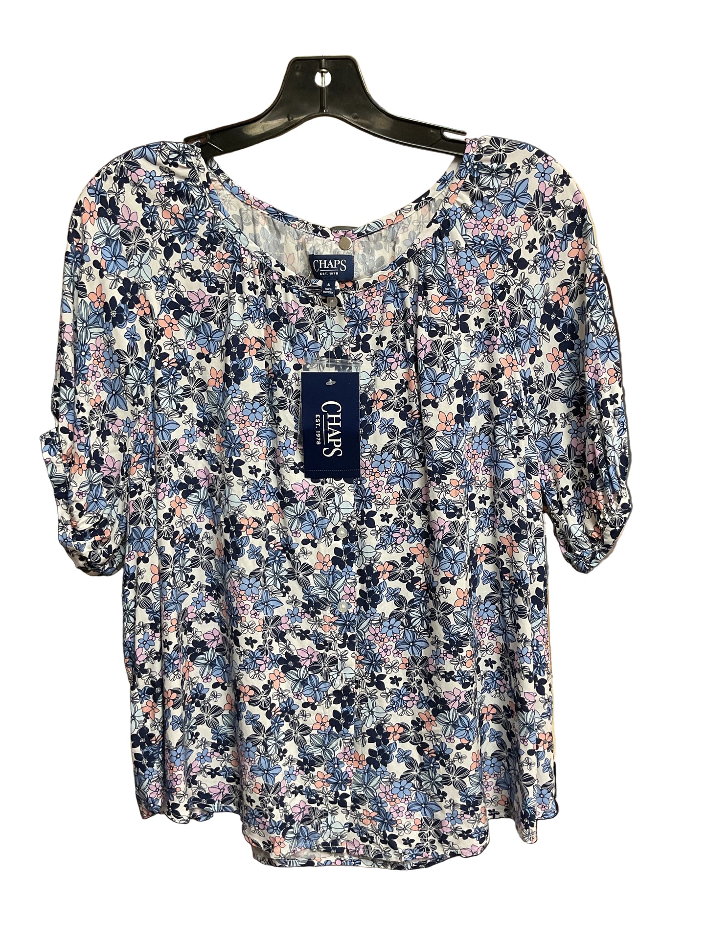 Blouse Ss By Chaps In Floral Print, Size:S