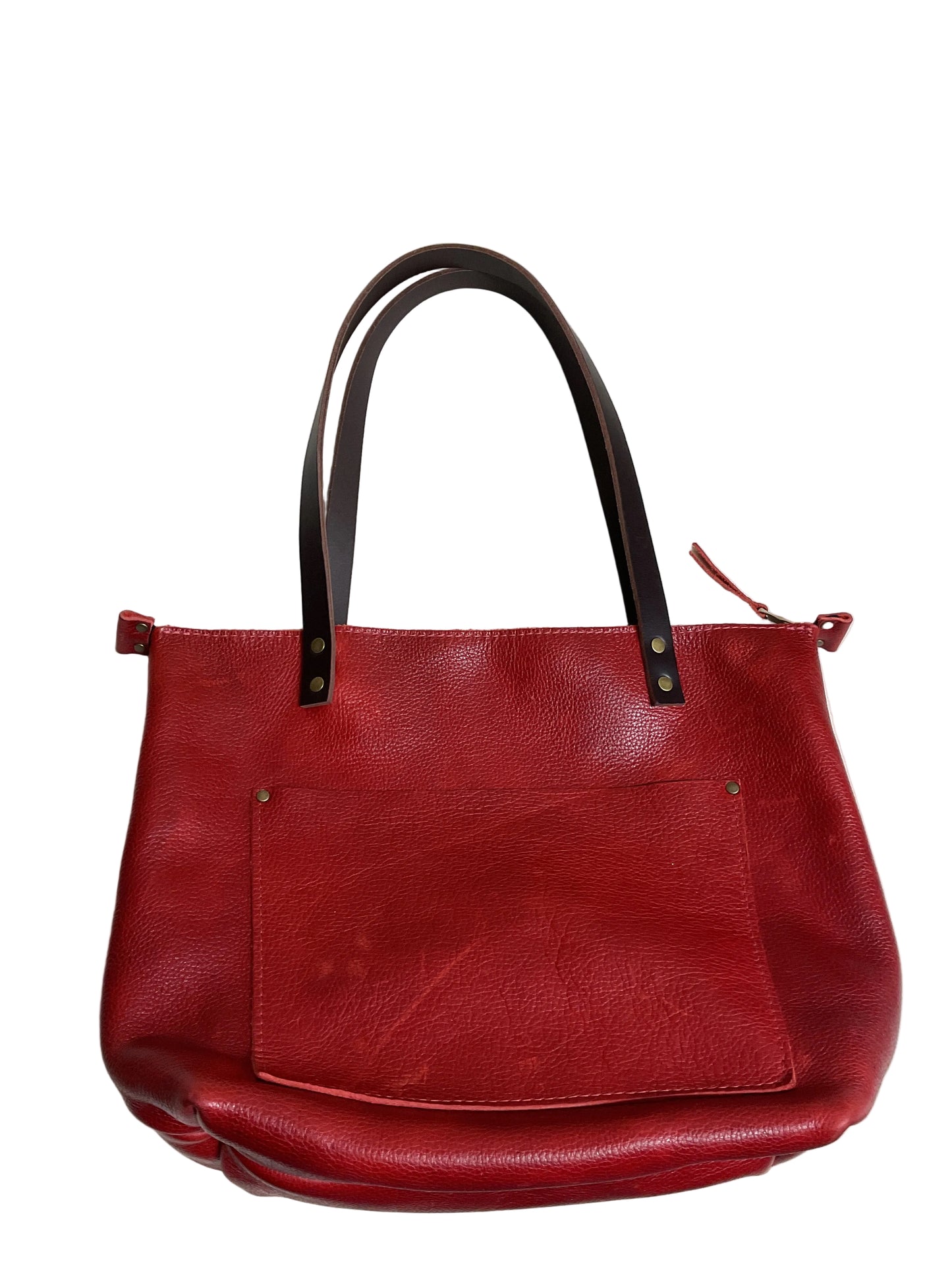 Handbag Leather By Portland Leather In Red, Size:Large
