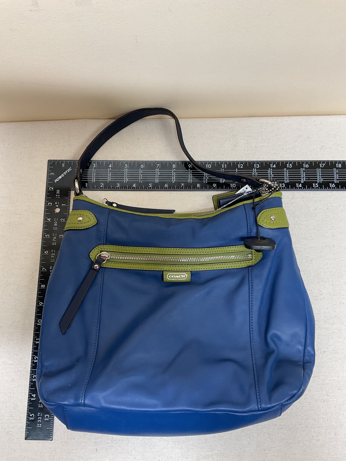 Handbag Designer By Coach In Blue & Green, Size:Medium