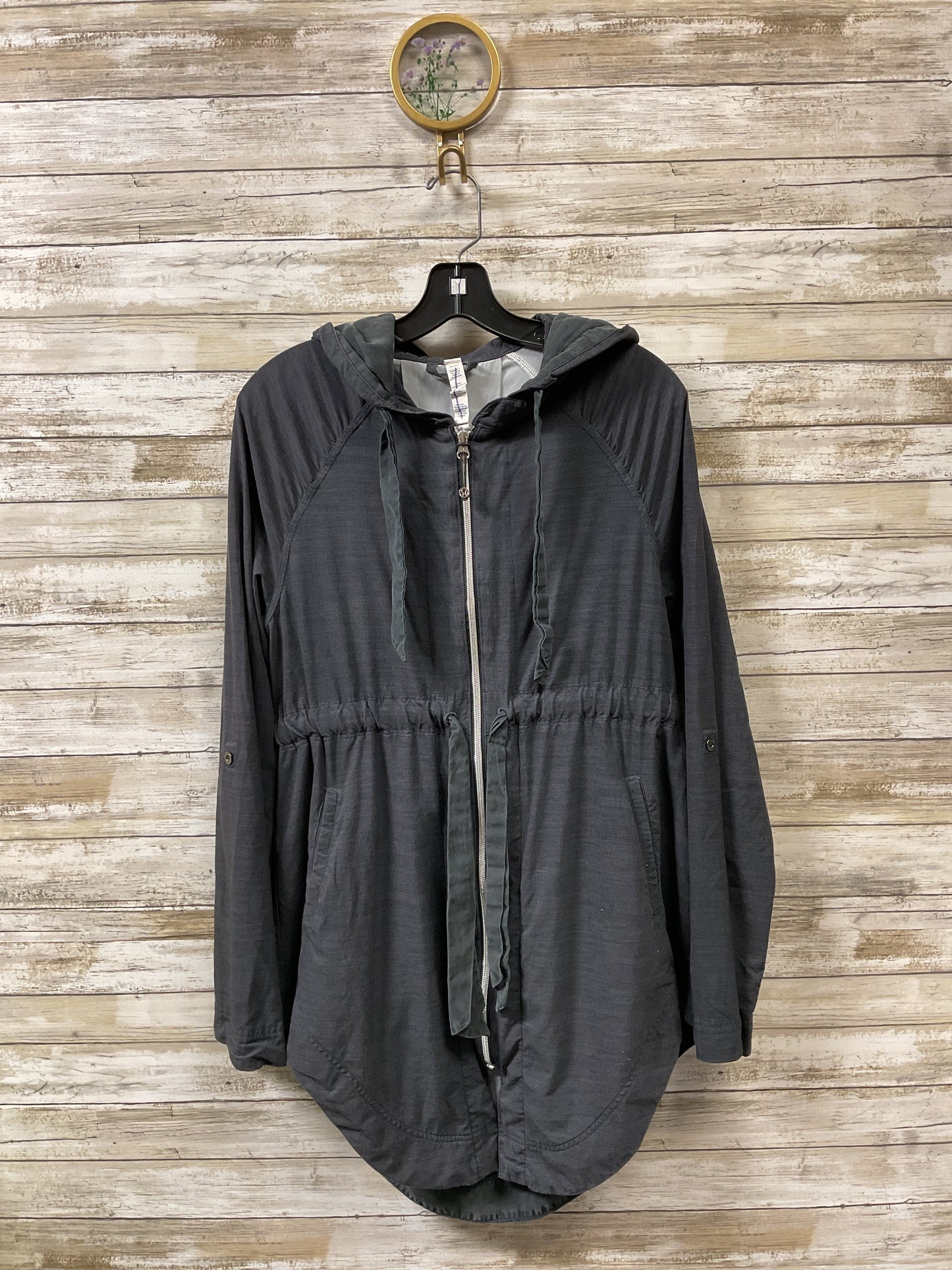 Athletic Jacket By Lululemon In Grey, Size:6