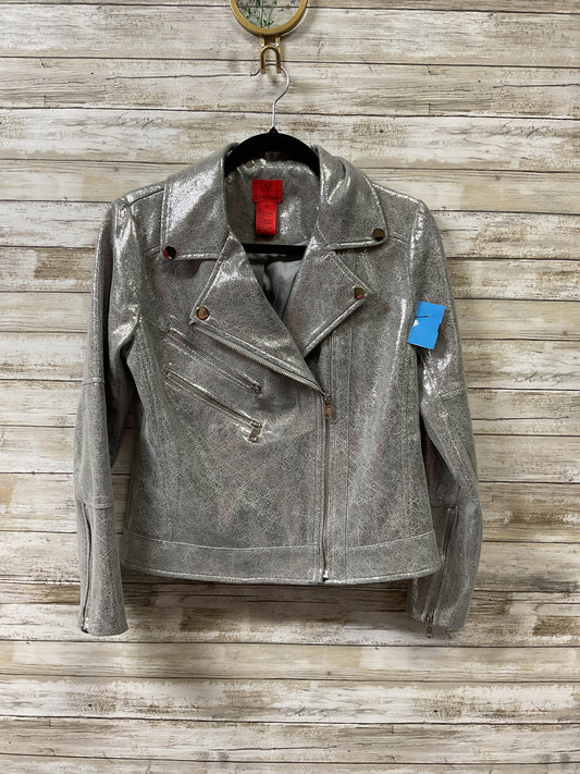 Jacket Moto By Cristina In Silver, Size:S