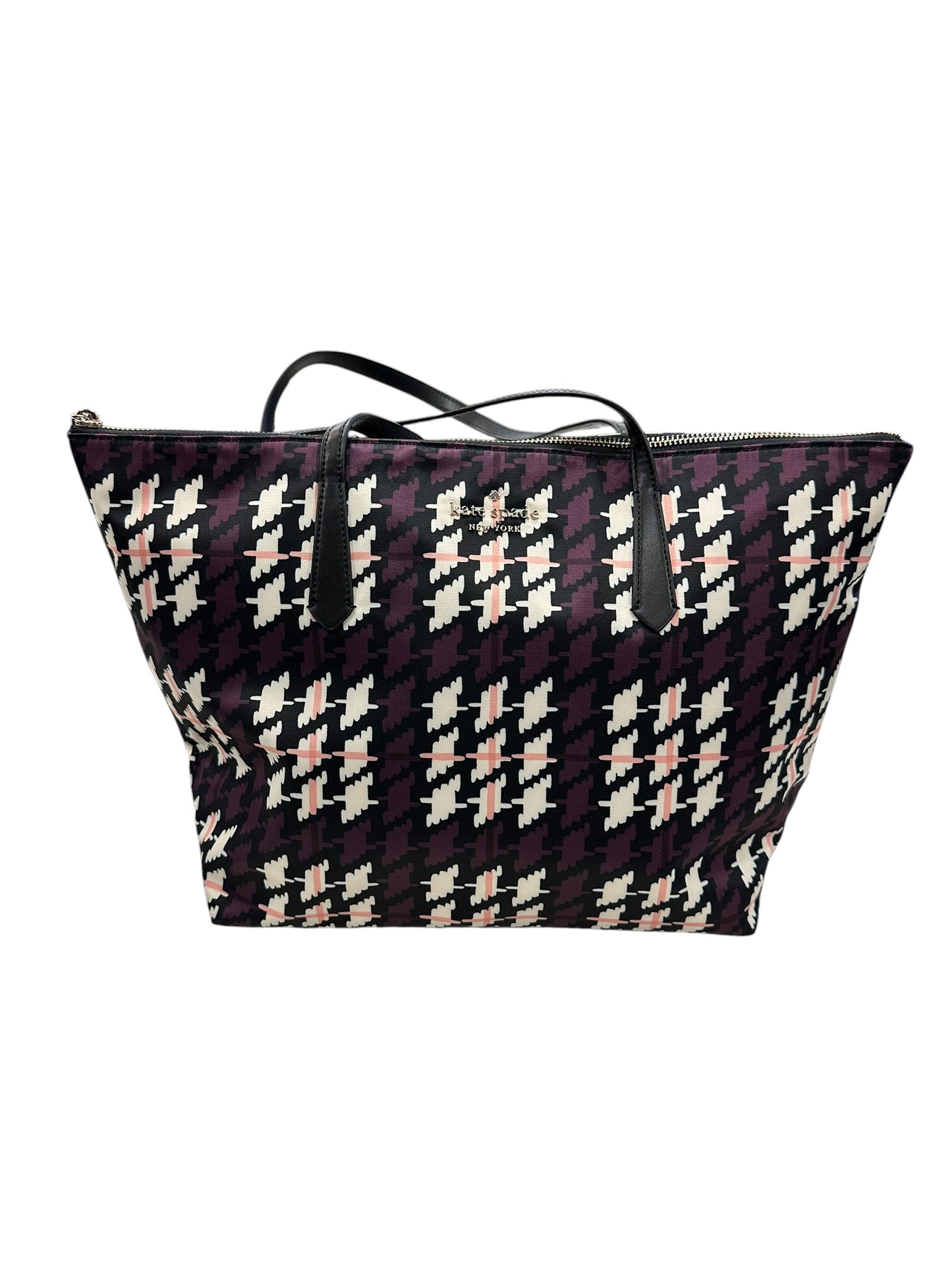 Tote Designer By Kate Spade In Purple & White, Size:Large