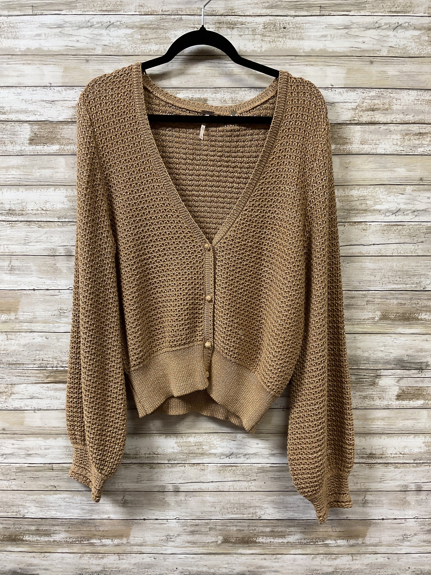 Sweater Cardigan By Free People In Gold, Size:L